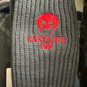 EASYLIFE 185 Gray Knit Compression sleeves with Red Logo